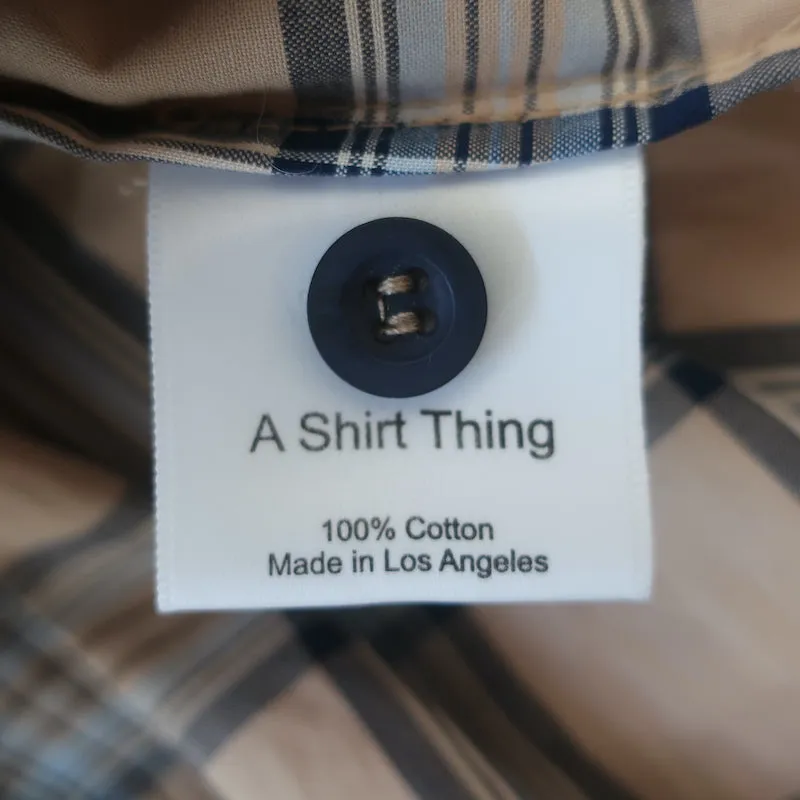 Ein Hemd-Ding Stella Rüschenhals Bluse Beige Karo Größe Mittel Kurzarm Top