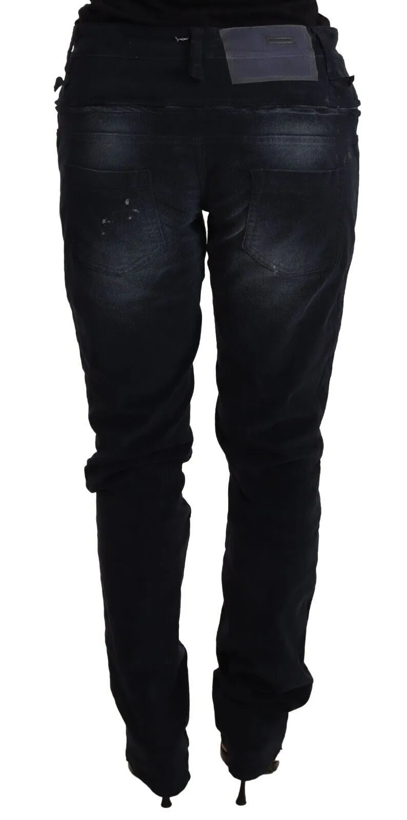 Acht Gewaschene Baumwolle  Niedrige Taille Weite Hose Damen Jeans