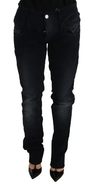 Acht Gewaschene Baumwolle  Niedrige Taille Weite Hose Damen Jeans