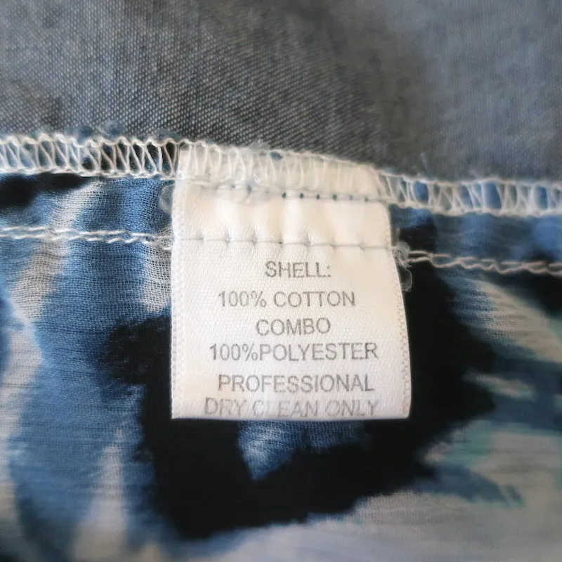 Alberto Makali Button-Down-Hemd Blau Denim & Bedruckter Crêpe Größe M