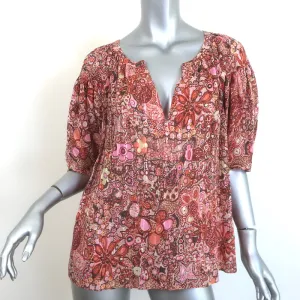 A.L.C Julianna Bluse Pink Blumenmuster Baumwolle-Seide Größe 4 Kurzarmtop