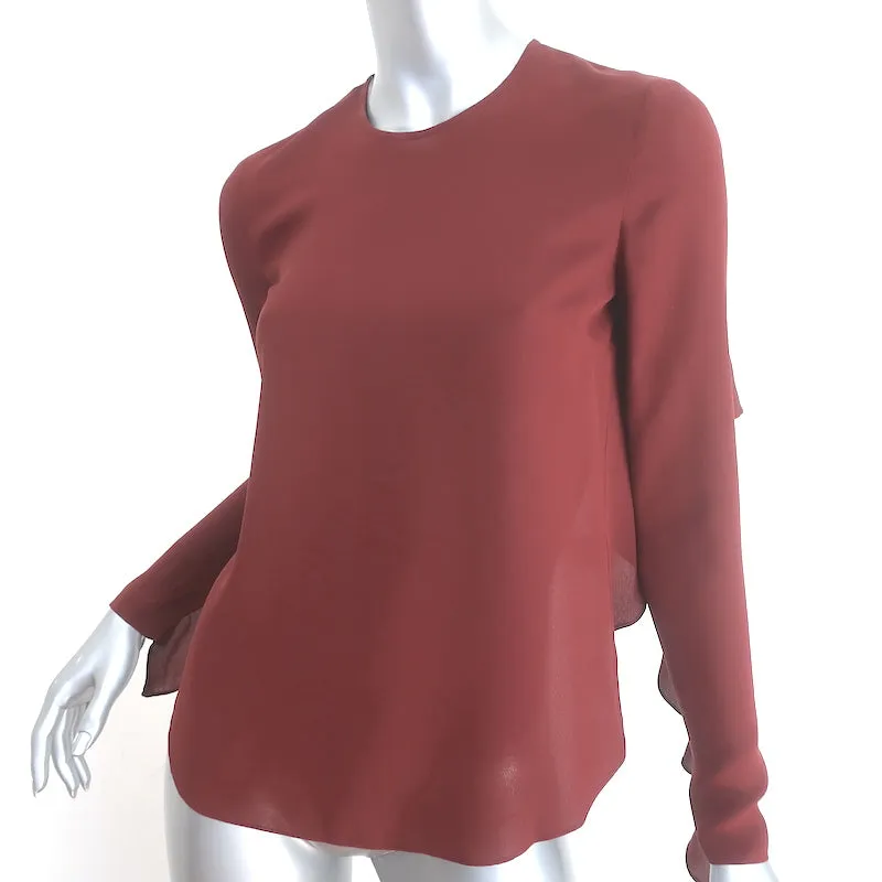 A.L.C. Sally Rüschenbluse mit offenem Rücken Bordeaux Seide Größe 0 Langarmtop