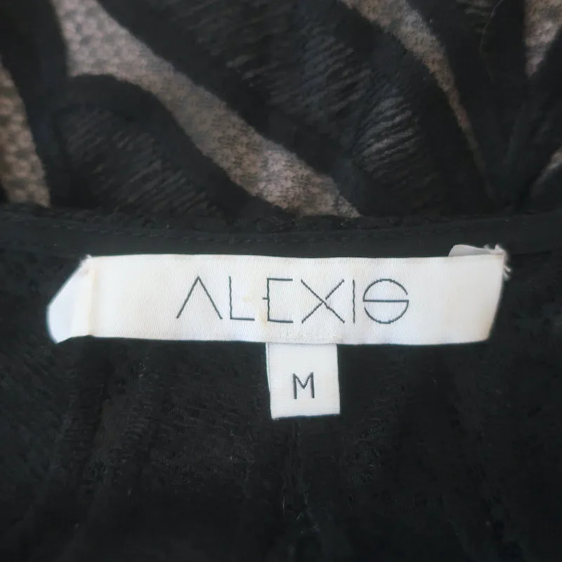 Alexis Leonard Top mit Organza-Ärmeln in Schwarz Spitze Größe M