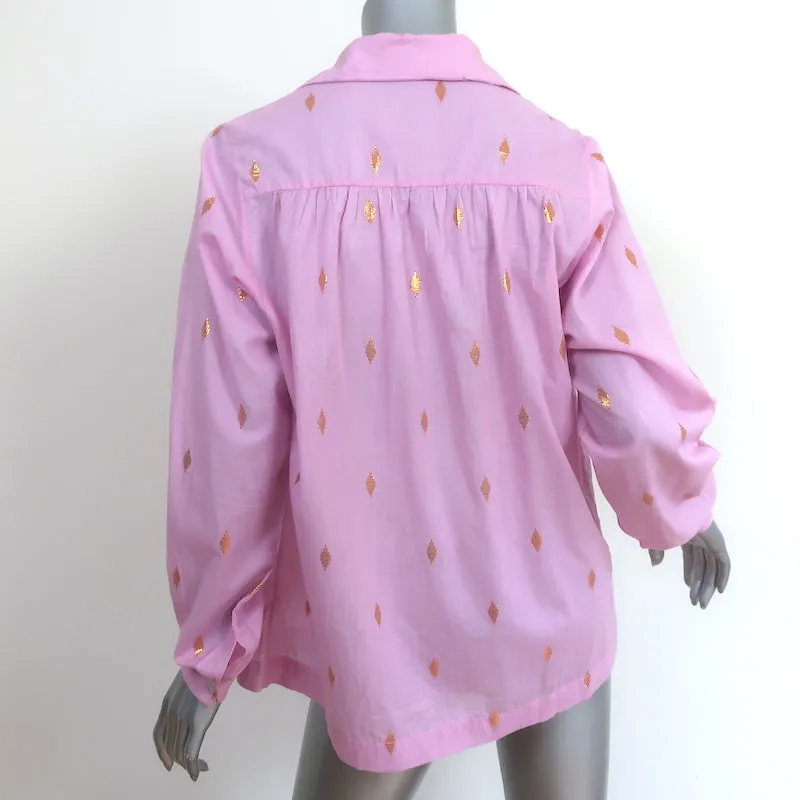 Alix of Bohemia Knopfhemd Pink & Gold Ikat Größe Small Langarm Oberteil