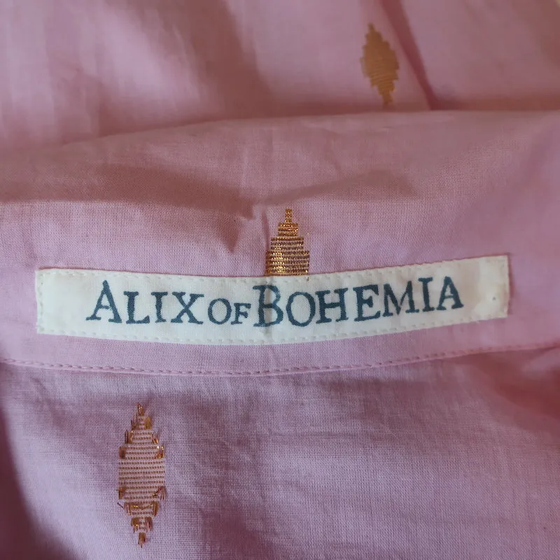 Alix of Bohemia Knopfhemd Pink & Gold Ikat Größe Small Langarm Oberteil