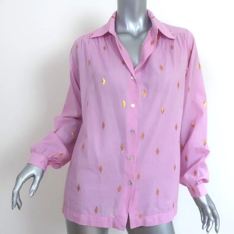 Alix of Bohemia Knopfhemd Pink & Gold Ikat Größe Small Langarm Oberteil