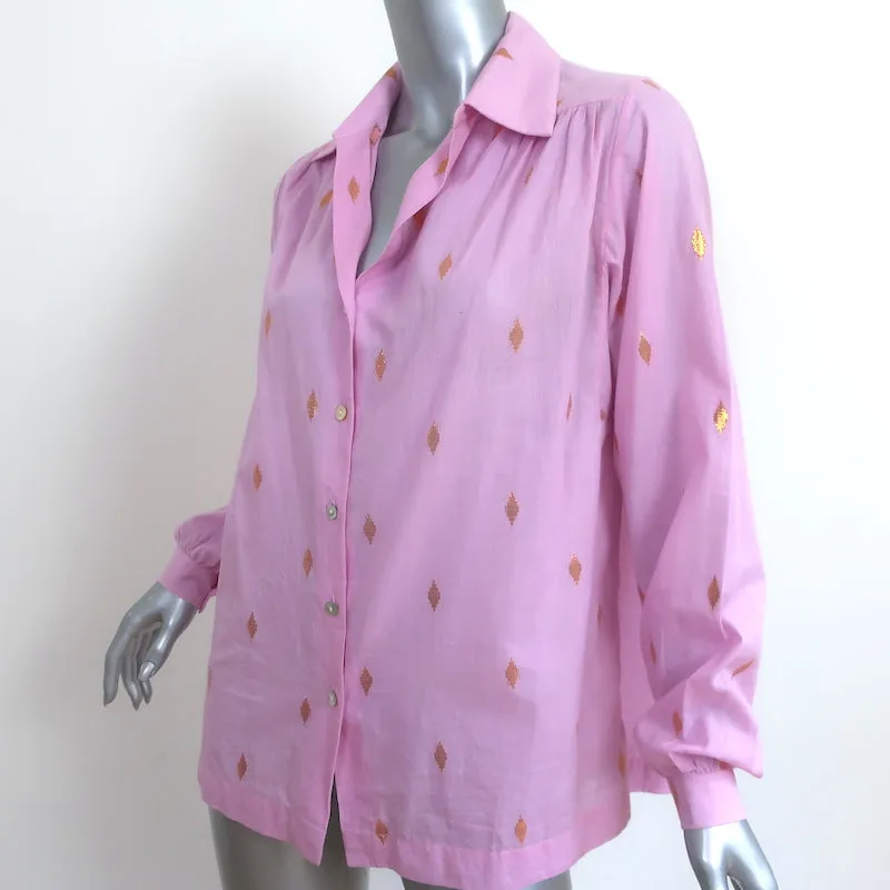 Alix of Bohemia Knopfhemd Pink & Gold Ikat Größe Small Langarm Oberteil