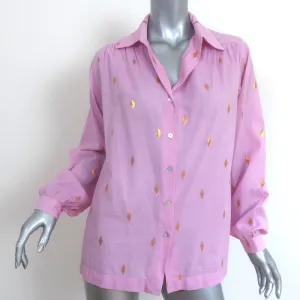 Alix of Bohemia Knopfhemd Pink & Gold Ikat Größe Small Langarm Oberteil