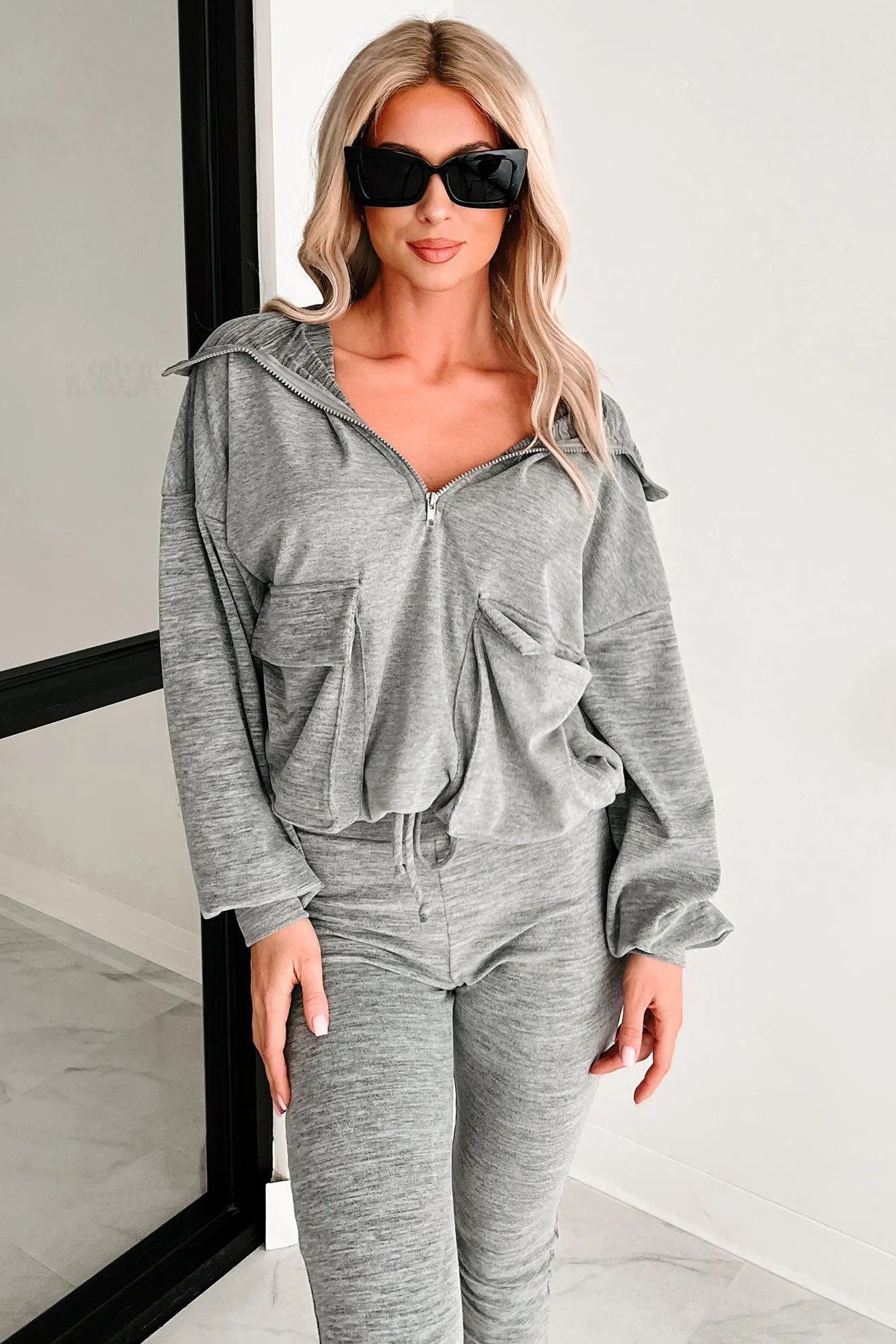 Always A Step Ahead Zweiteiliges Hoodie-Lounge-Set (Grau)