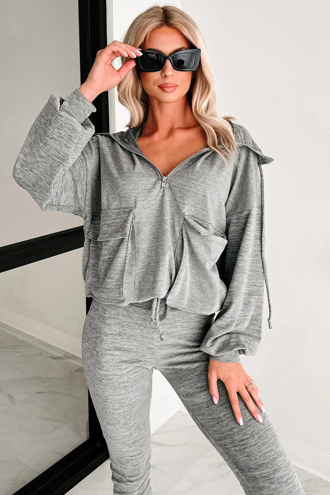 Always A Step Ahead Zweiteiliges Hoodie-Lounge-Set (Grau)