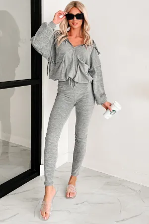 Always A Step Ahead Zweiteiliges Hoodie-Lounge-Set (Grau)