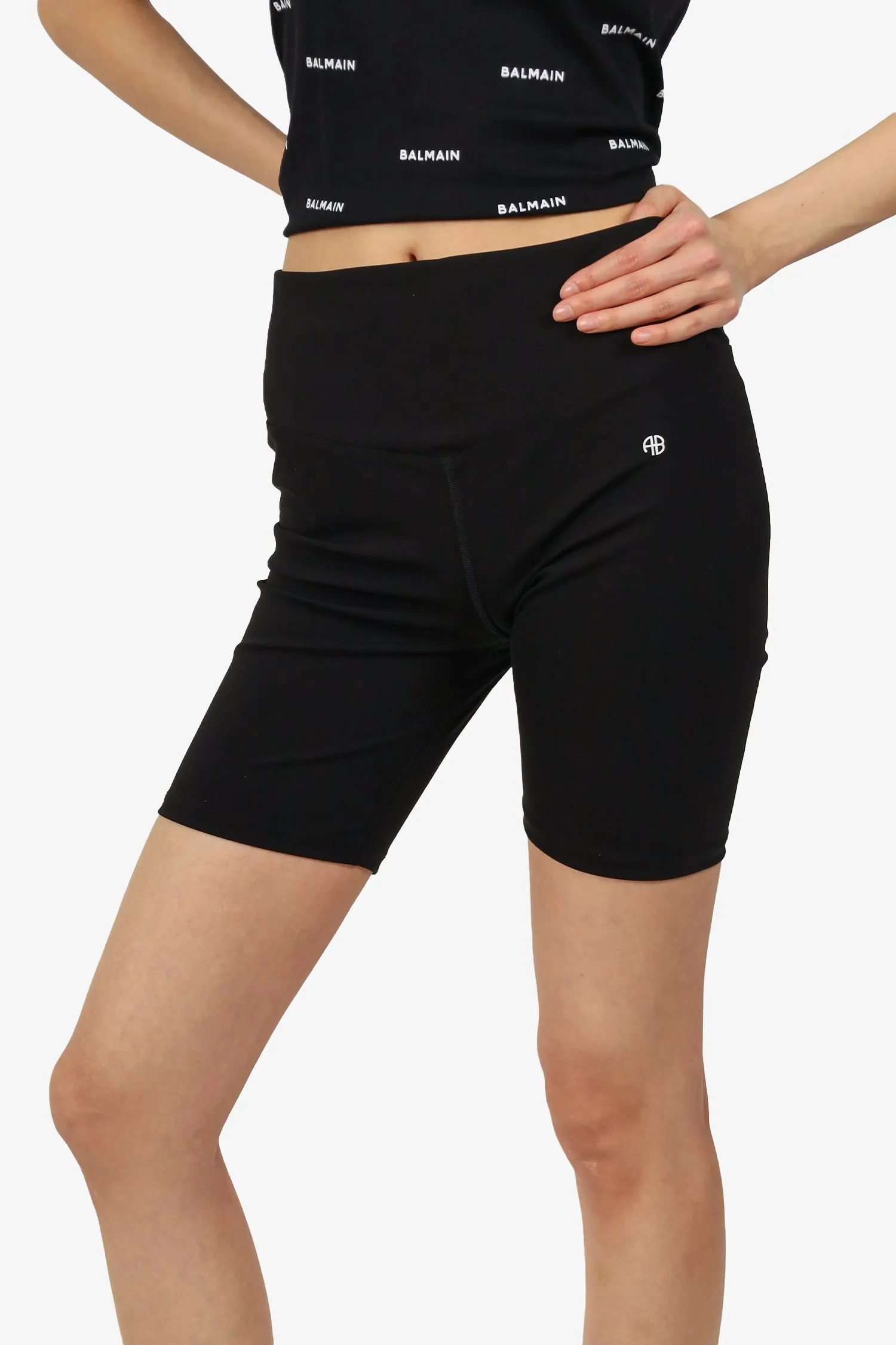 Anine Bing Schwarze Stretch-Biker-Shorts Größe M