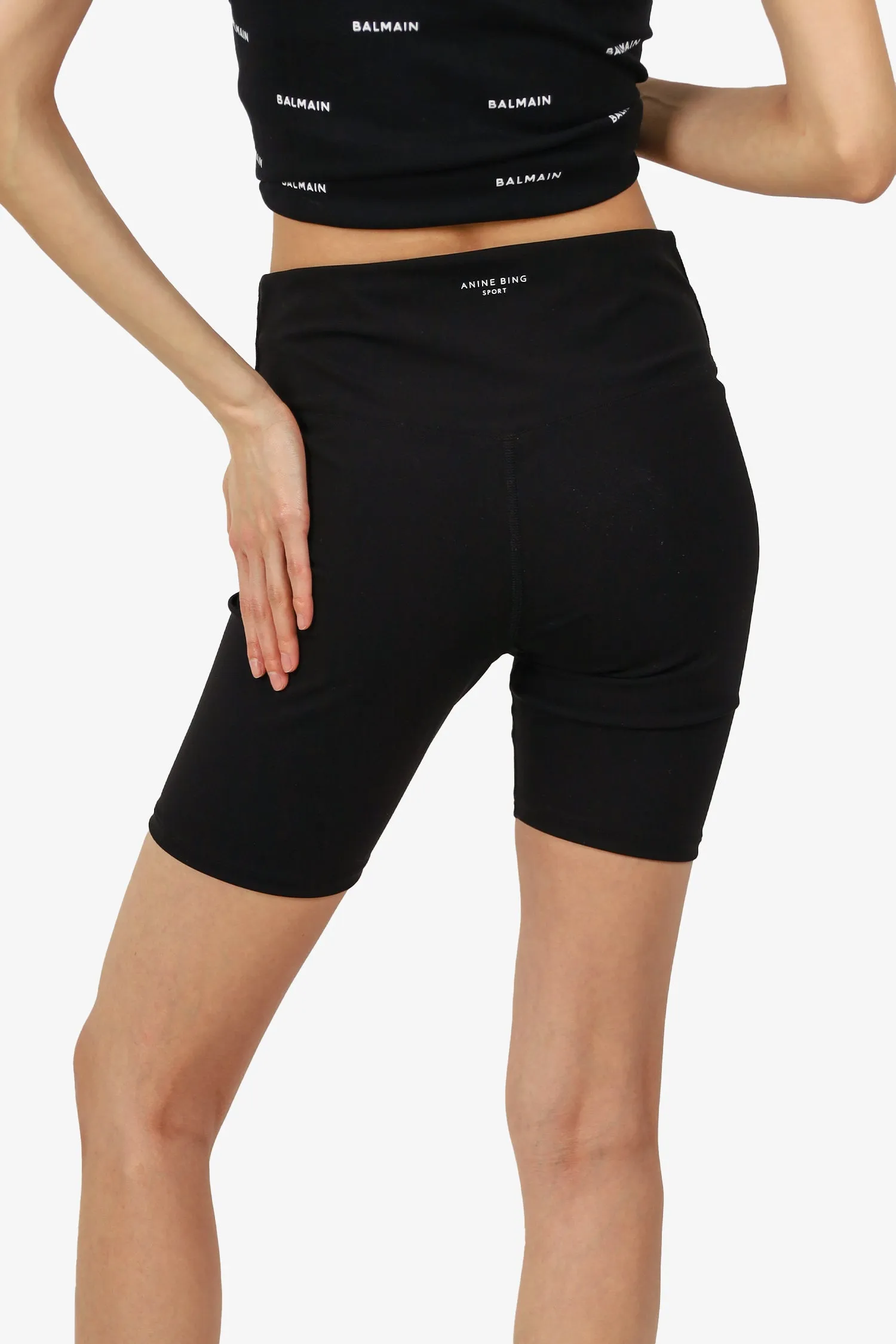 Anine Bing Schwarze Stretch-Biker-Shorts Größe M