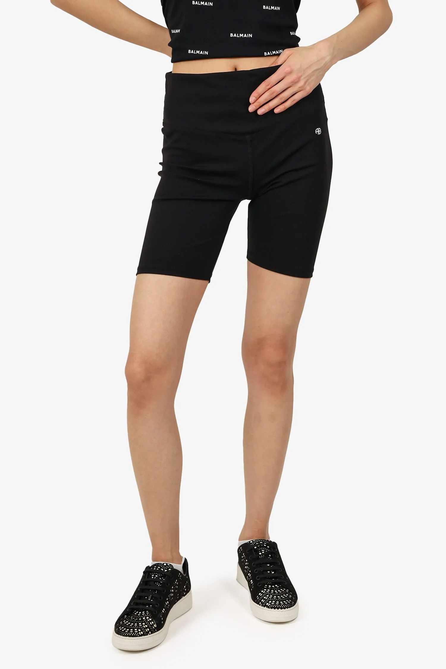 Anine Bing Schwarze Stretch-Biker-Shorts Größe M