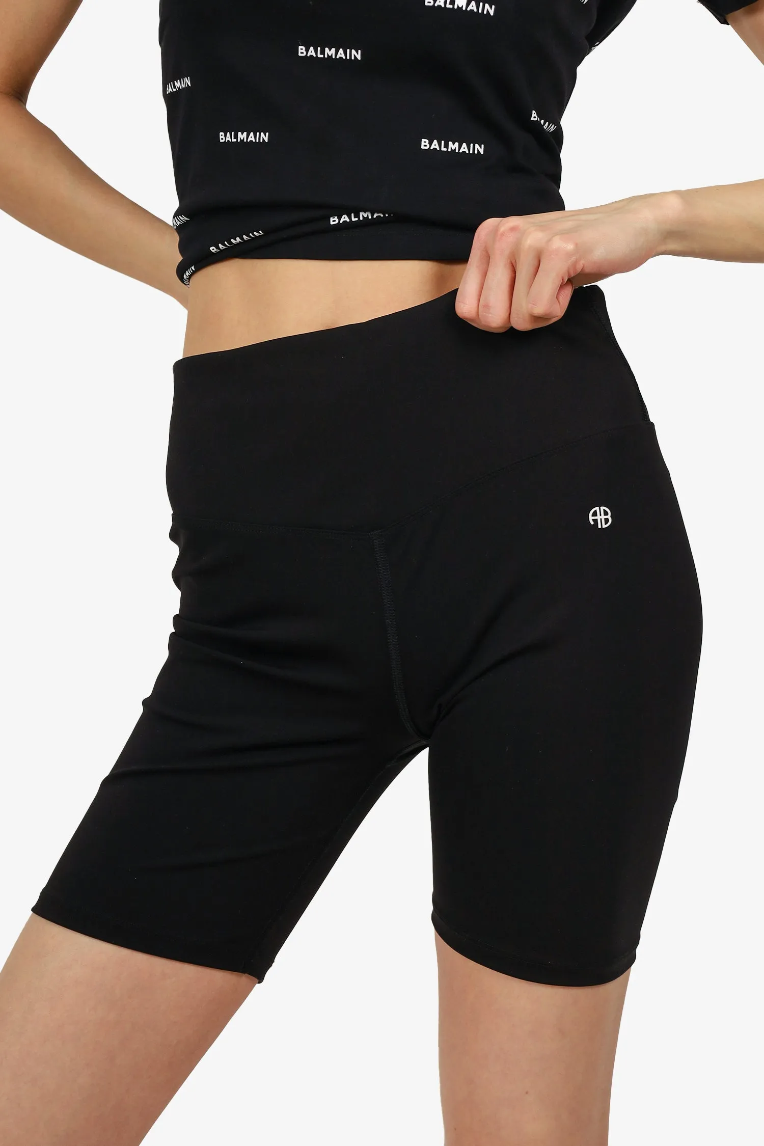 Anine Bing Schwarze Stretch-Biker-Shorts Größe M