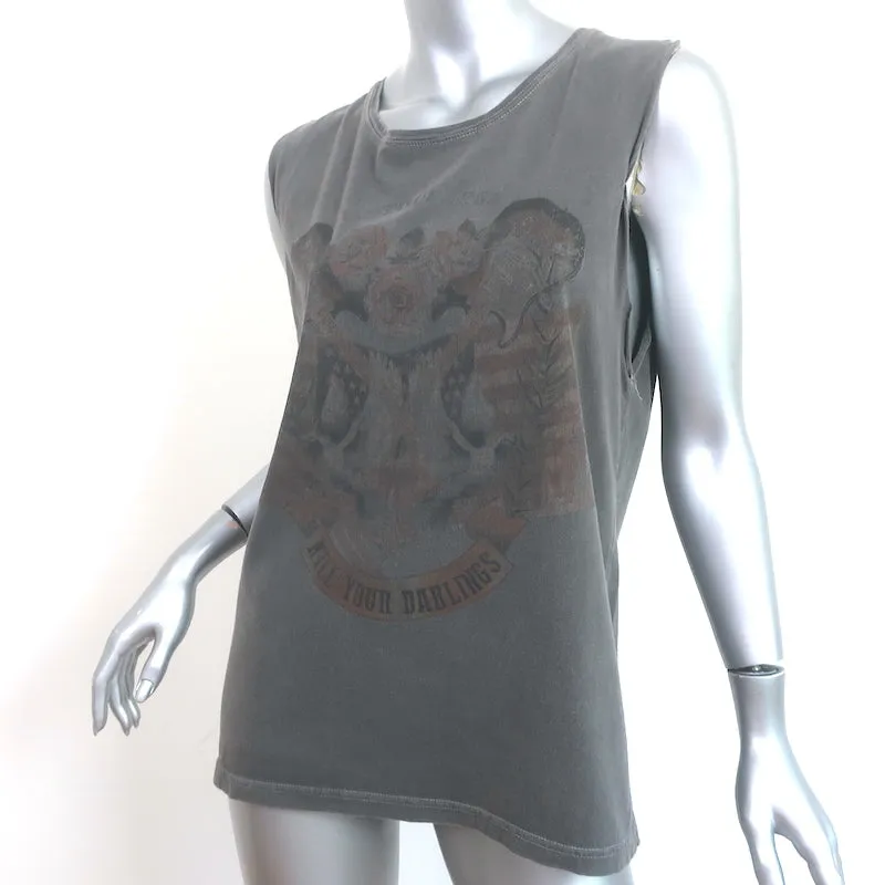 ANINE BING Kill Your Darlings Muskel-Tanktop Grau Baumwolle Größe S
