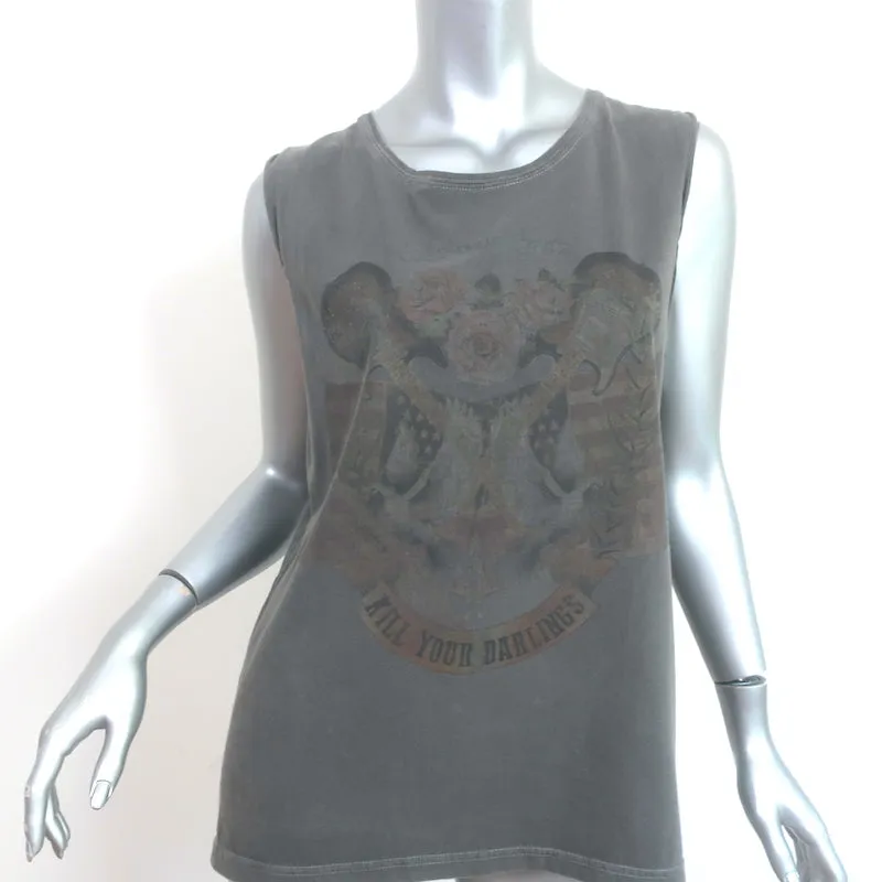 ANINE BING Kill Your Darlings Muskel-Tanktop Grau Baumwolle Größe S