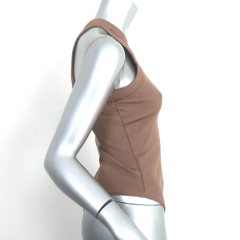 ANINE BING Ty Thong Bodysuit Braun Rippenstrick Größe S NEU