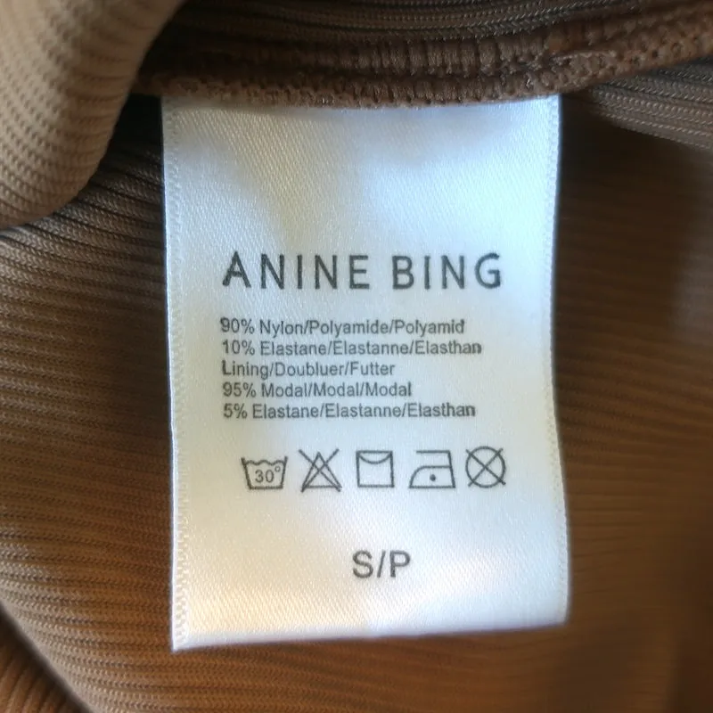 ANINE BING Ty Thong Bodysuit Braun Rippenstrick Größe S NEU