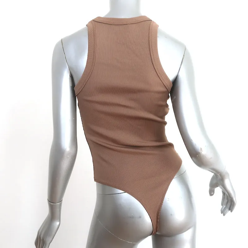 ANINE BING Ty Thong Bodysuit Braun Rippenstrick Größe S NEU