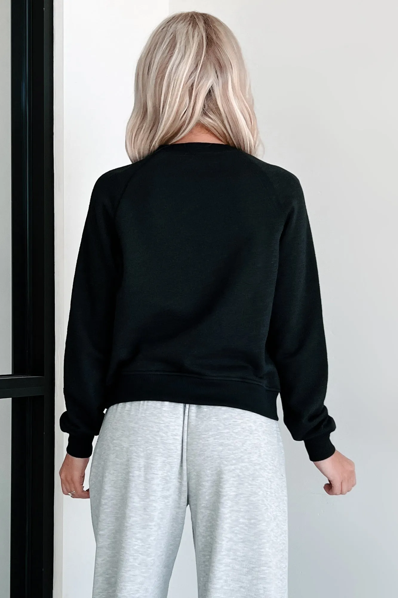 At Home Vibes Raglan-Ärmel Sweatshirt mit Tasche (Schwarz)