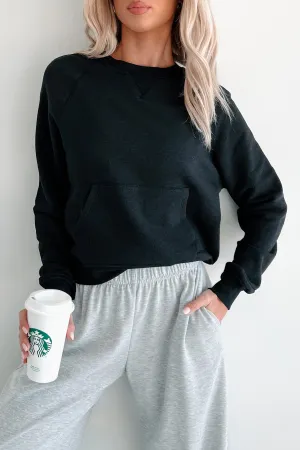 At Home Vibes Raglan-Ärmel Sweatshirt mit Tasche (Schwarz)