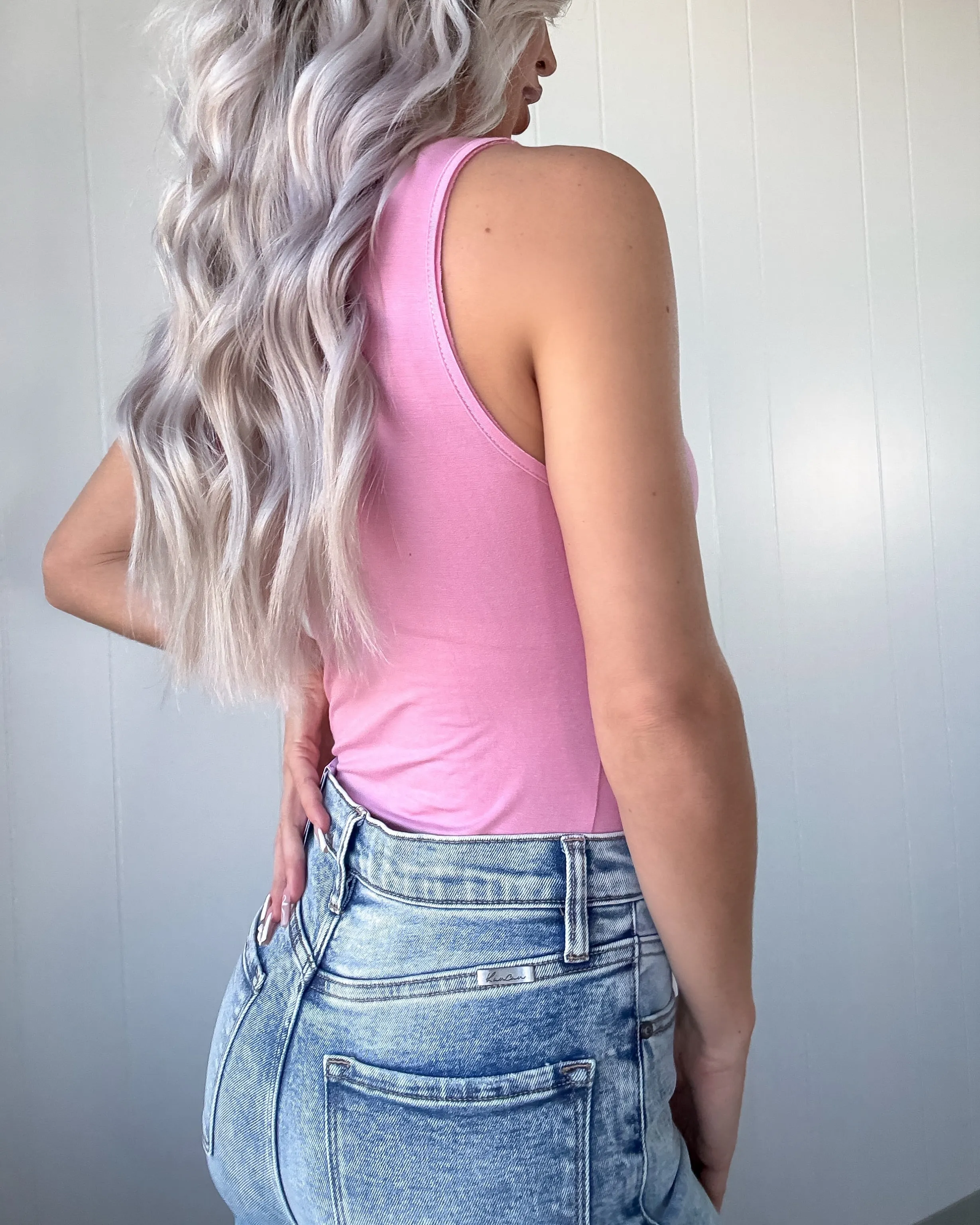 Audrina Button Bodysuit - Rosa