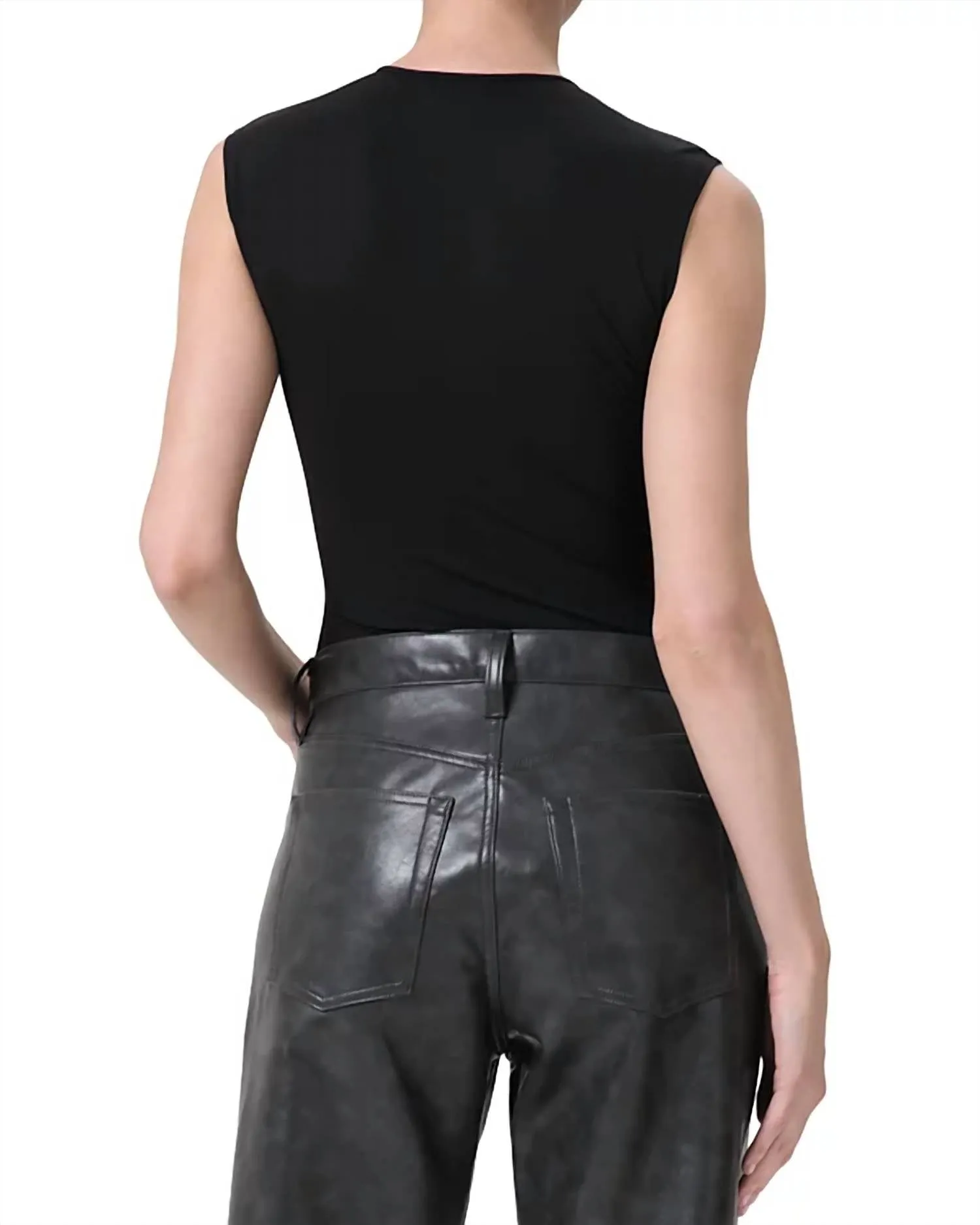 Aura Ärmelloser Bodysuit In Aluminium Schwarz
