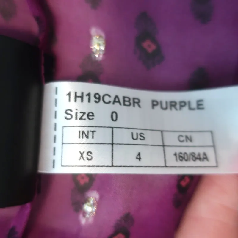 Ba&sh Cabri Bluse Violett Gedruckt Metallisch Fil Coupe Chiffon Größe Extra Small