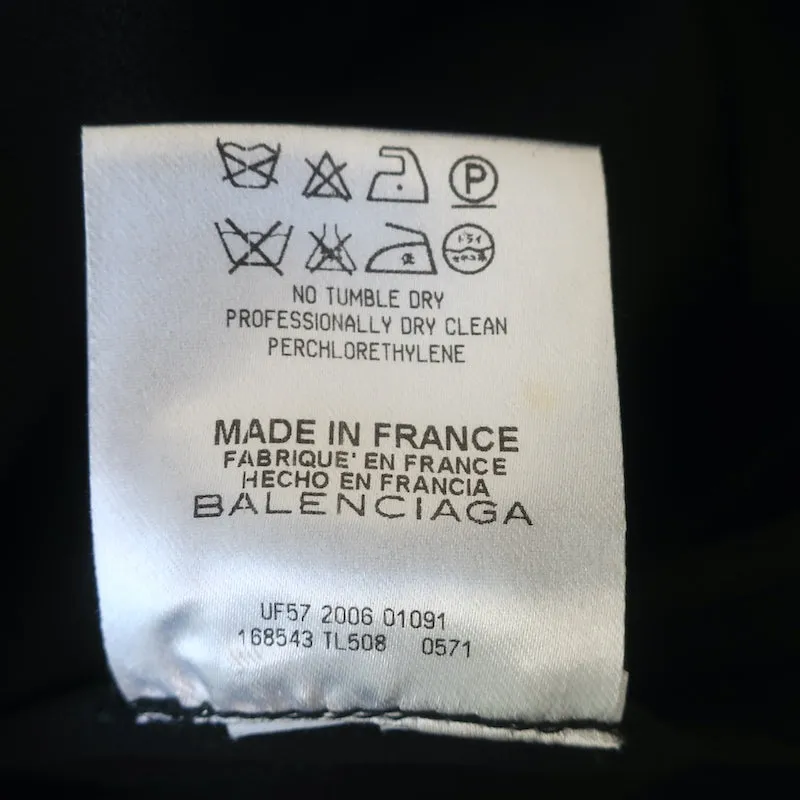 Balenciaga Bluse mit Knopfleiste Schwarz Krepp Größe 40 Kurzarmtop