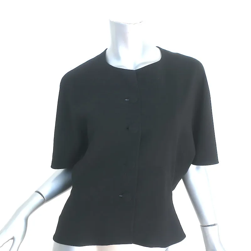 Balenciaga Bluse mit Knopfleiste Schwarz Krepp Größe 40 Kurzarmtop
