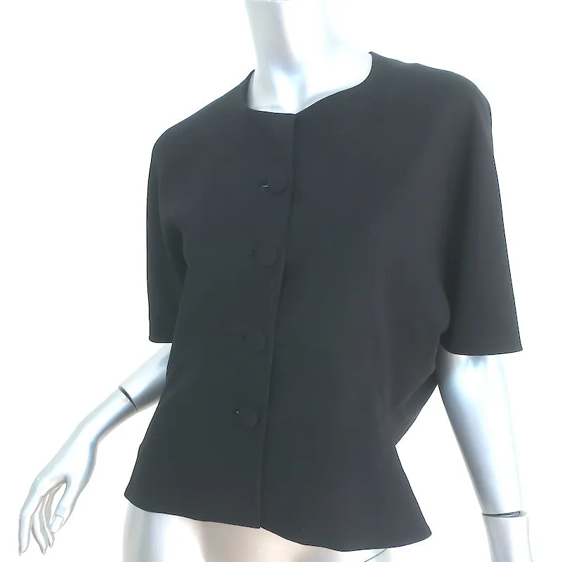 Balenciaga Bluse mit Knopfleiste Schwarz Krepp Größe 40 Kurzarmtop