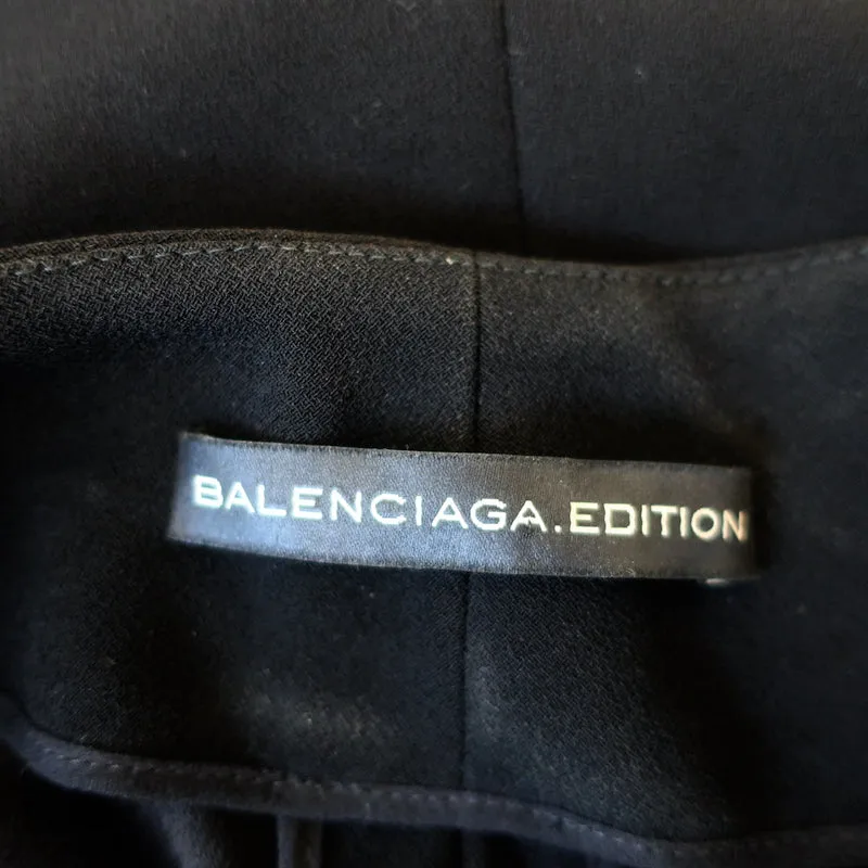 Balenciaga Bluse mit Knopfleiste Schwarz Krepp Größe 40 Kurzarmtop