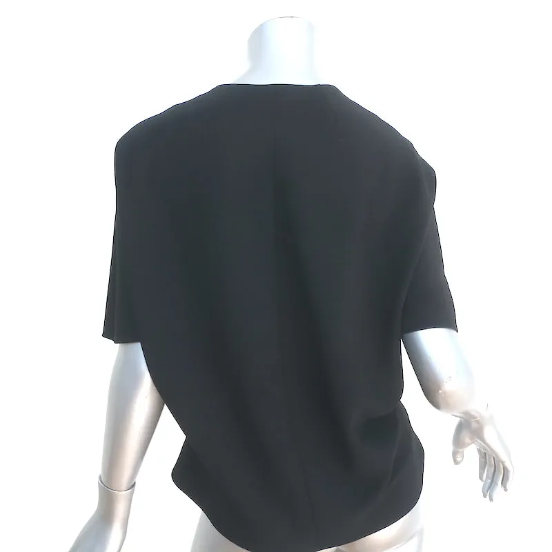 Balenciaga Bluse mit Knopfleiste Schwarz Krepp Größe 40 Kurzarmtop