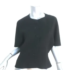 Balenciaga Bluse mit Knopfleiste Schwarz Krepp Größe 40 Kurzarmtop