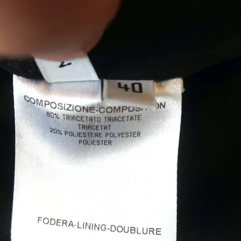 Balenciaga Bluse mit Knopfleiste Schwarz Krepp Größe 40 Kurzarmtop