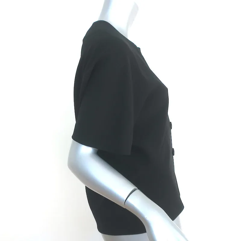 Balenciaga Bluse mit Knopfleiste Schwarz Krepp Größe 40 Kurzarmtop