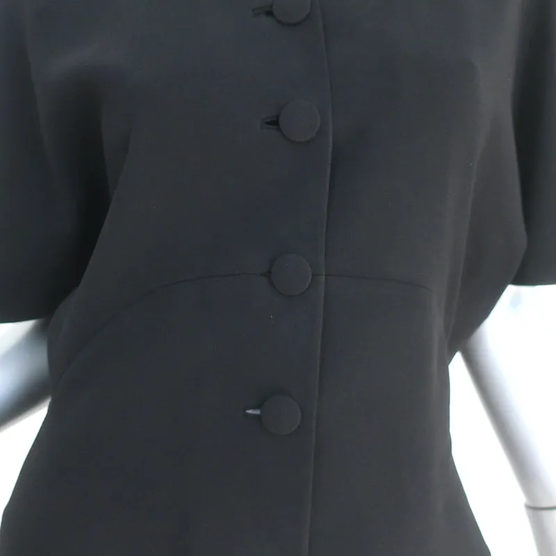 Balenciaga Bluse mit Knopfleiste Schwarz Krepp Größe 40 Kurzarmtop