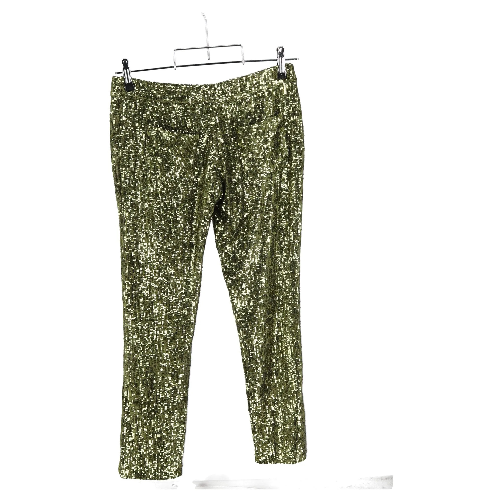 Balmain Cropped Stretch-Tulle Schlaghose mit grünen Pailletten