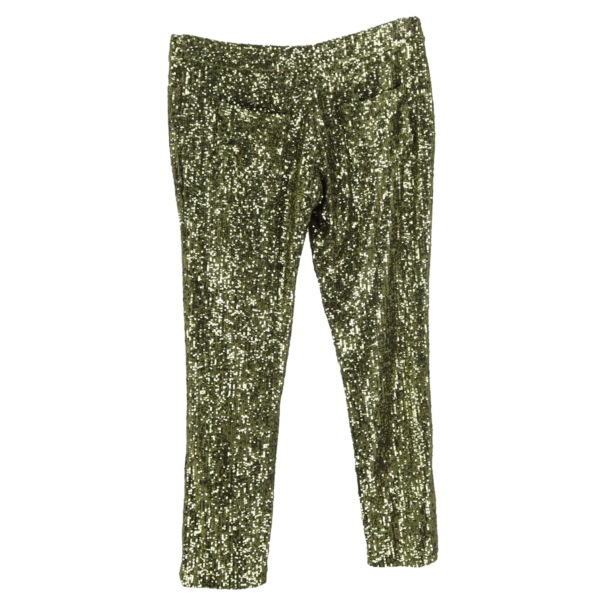 Balmain Cropped Stretch-Tulle Schlaghose mit grünen Pailletten