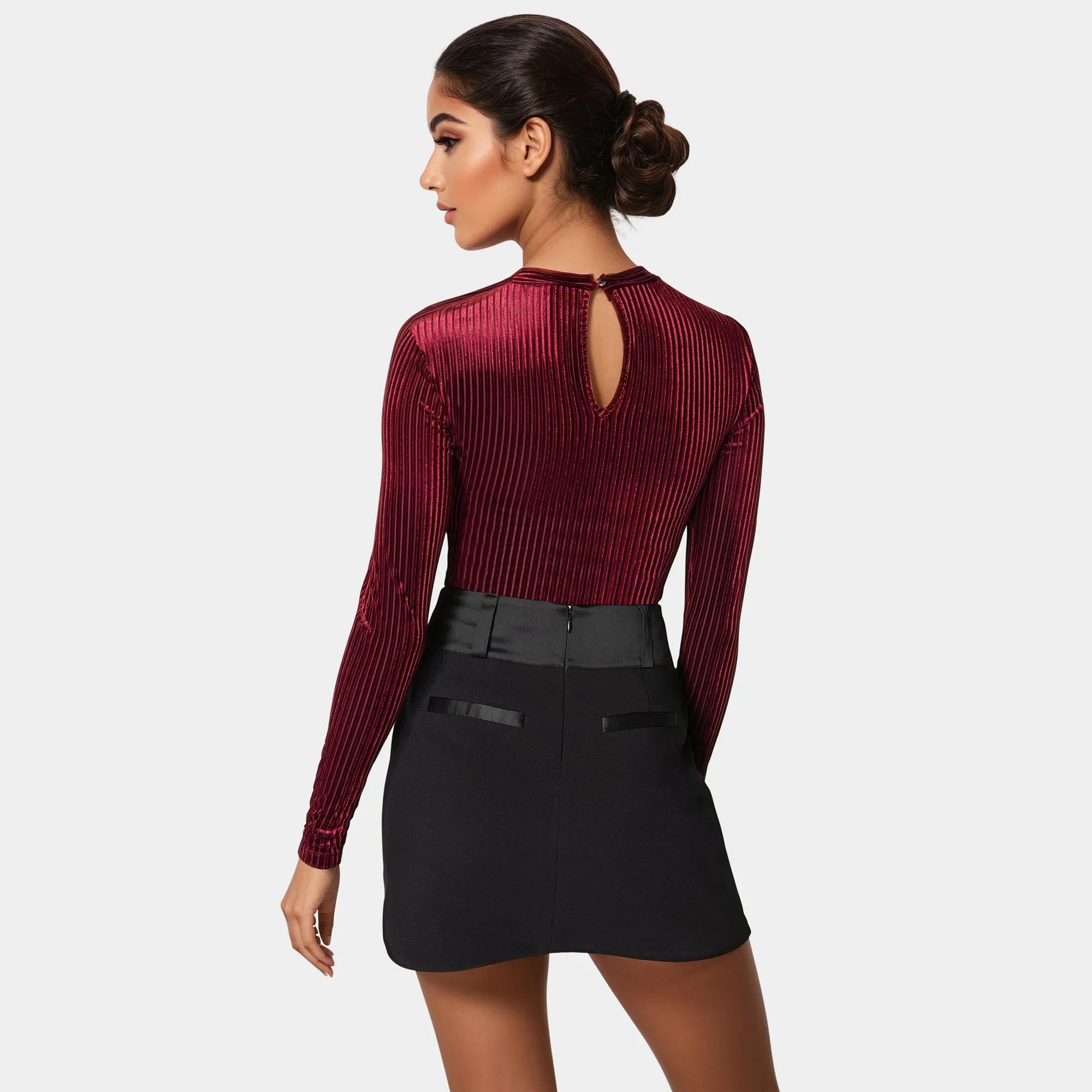 Bebe Women's Shadow Streifen Velours Ausschnitt Strick-Body