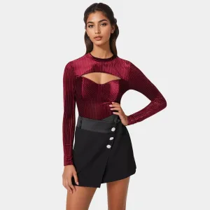 Bebe Women's Shadow Streifen Velours Ausschnitt Strick-Body