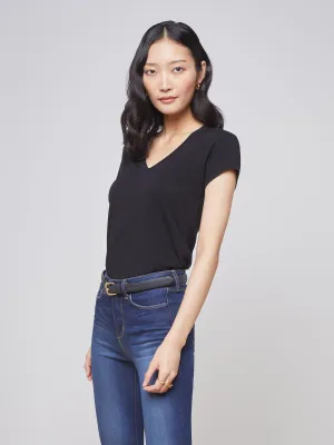 Becca Baumwoll-V-Ausschnitt T-Shirt