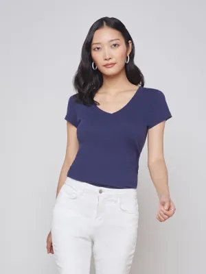 Becca Baumwoll-V-Ausschnitt T-Shirt