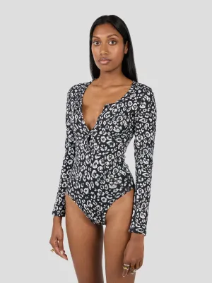 Body Lou in schwarz-weißem Leoparden-Jersey
