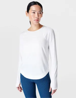 Breathe Easy Laufshirt mit langen Ärmeln - Weiß