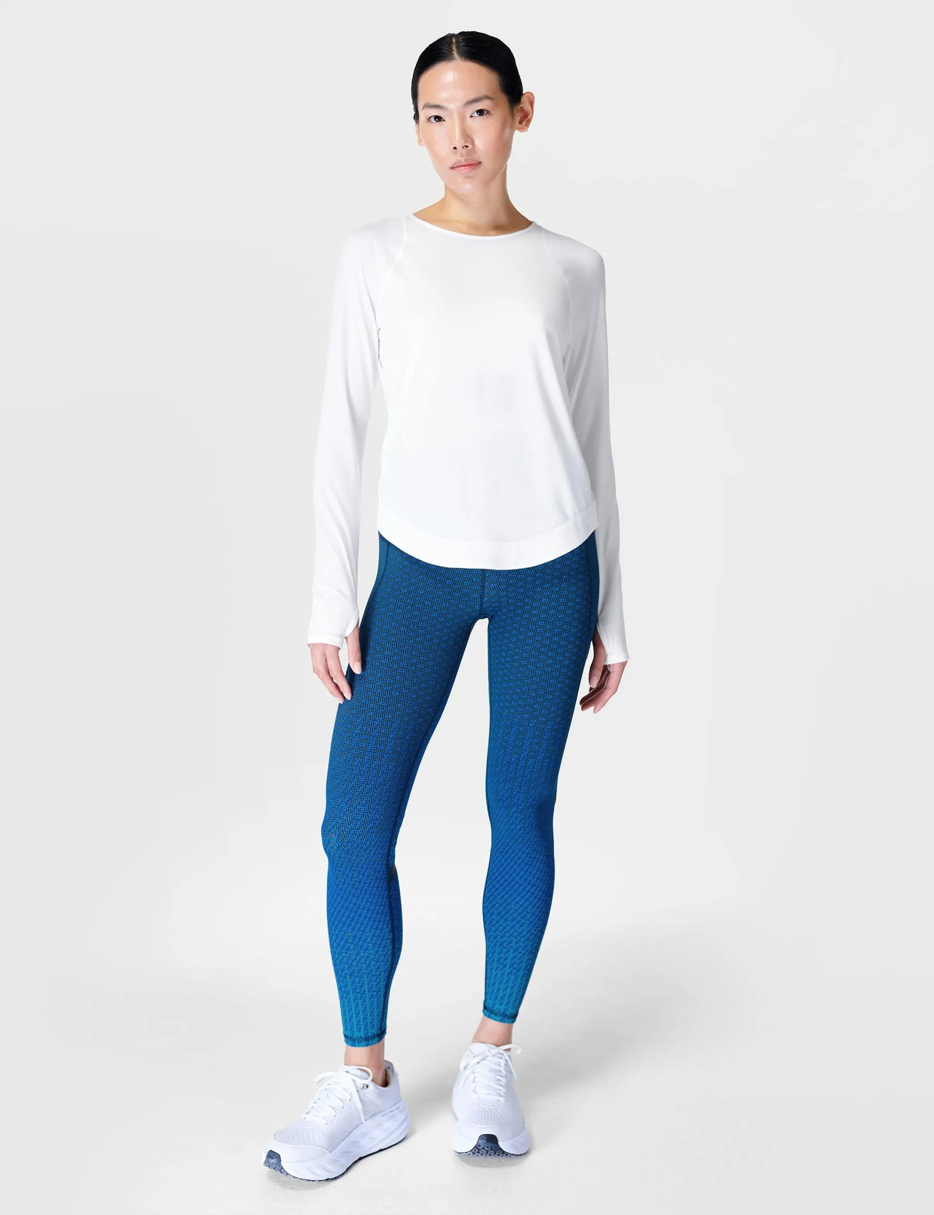 Breathe Easy Laufshirt mit langen Ärmeln - Weiß