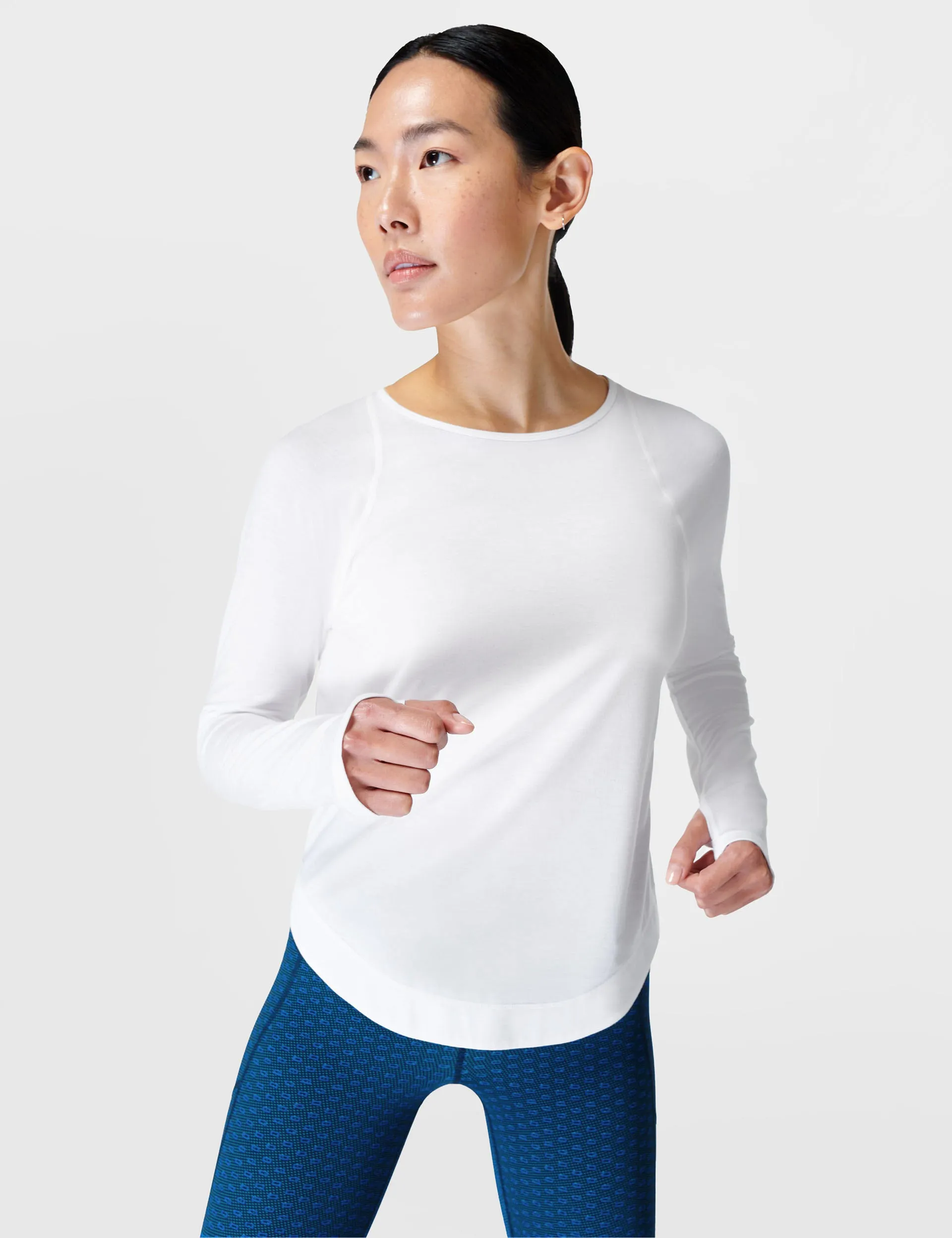 Breathe Easy Laufshirt mit langen Ärmeln - Weiß
