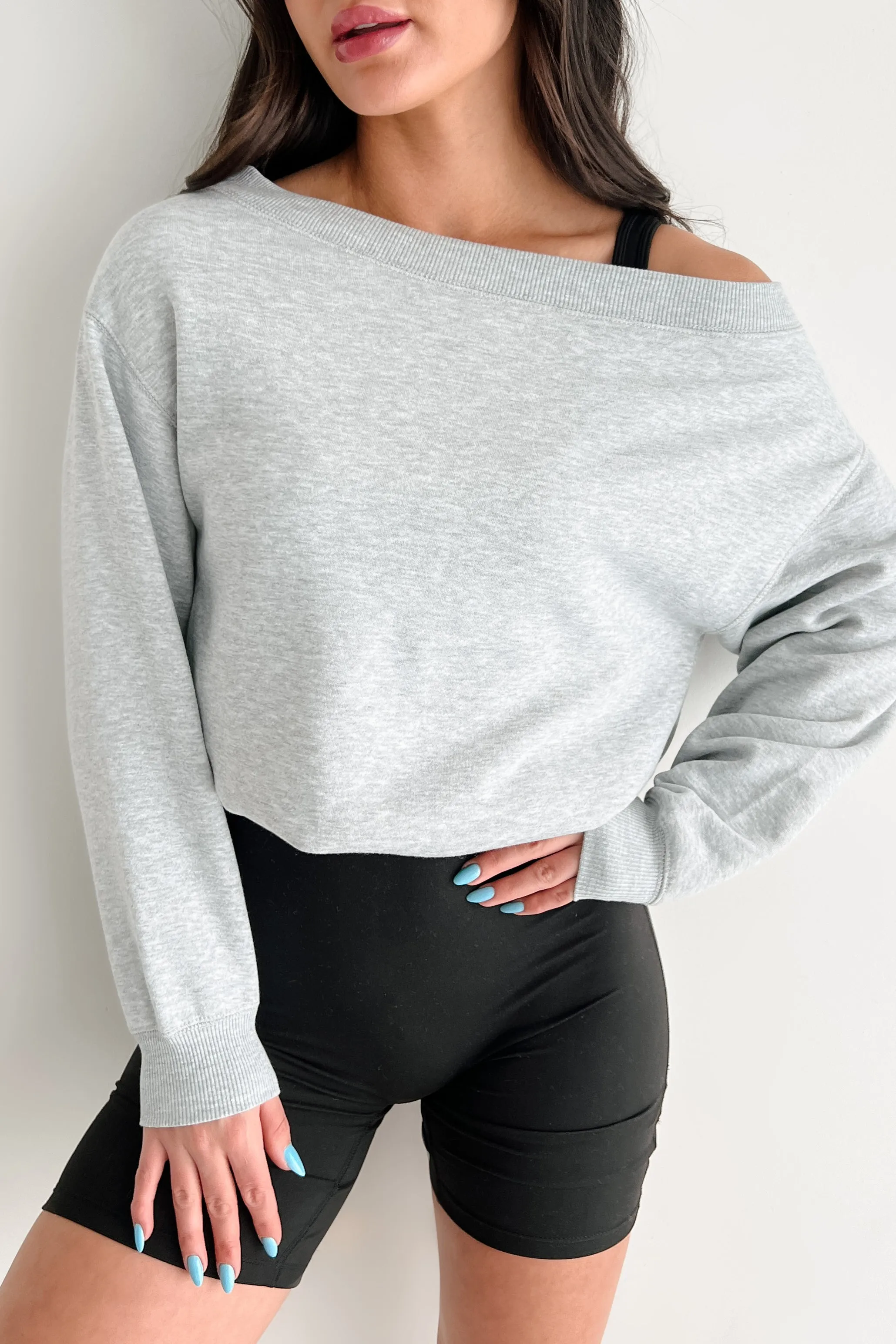 Leichter Ein-Schulter-Sweatshirt mit Blasenmuster (Grau Meliert)