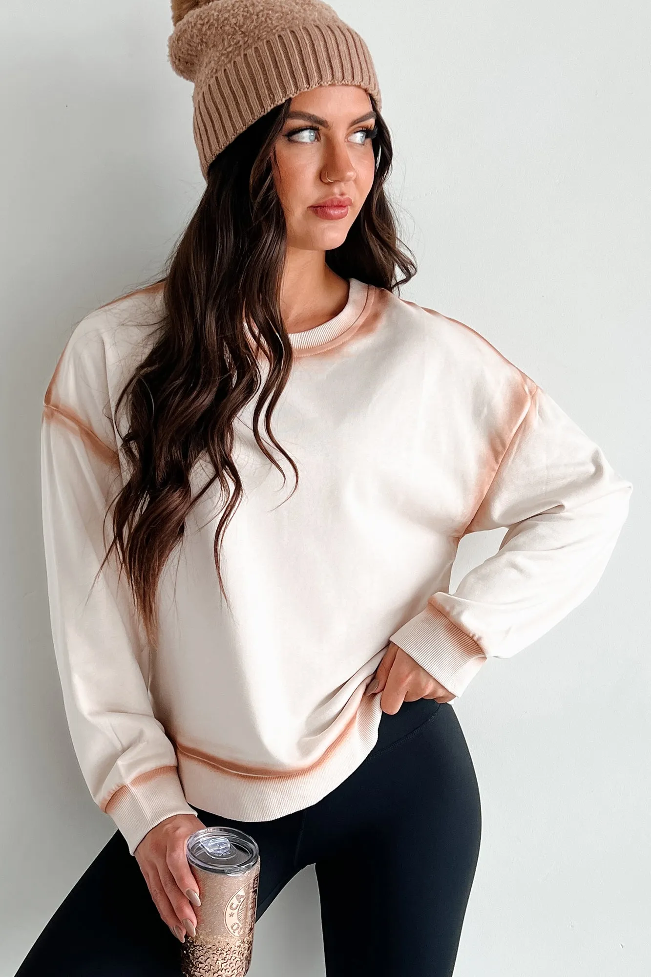 Bronze Ambition Kontrast Nahtloser Sweatshirt (Taupe)